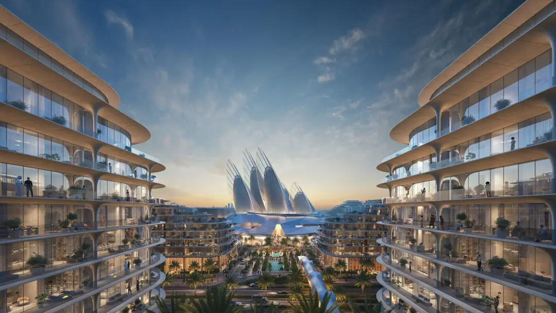 Aerial view of The Row Saadiyat Island highlighting premium lifestyle and cultural district location