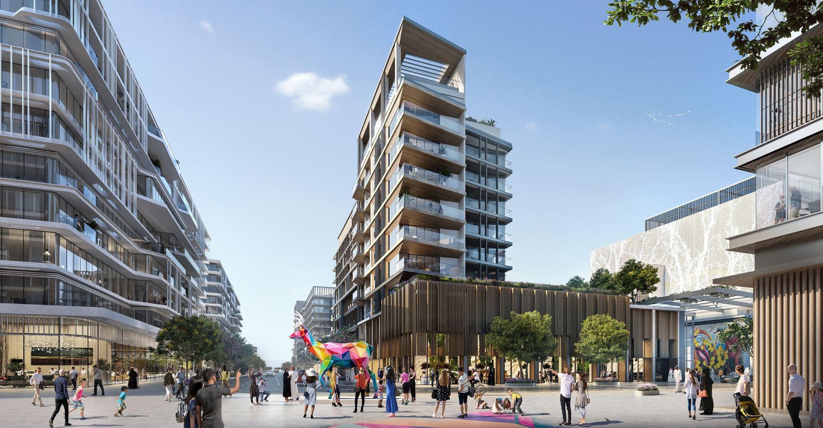 Modern residential architecture at Grove Uptown Views on Saadiyat Island